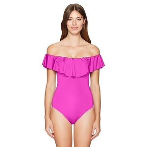 Trina Turk Hot Pink Ruffle One Piece Swimsuit